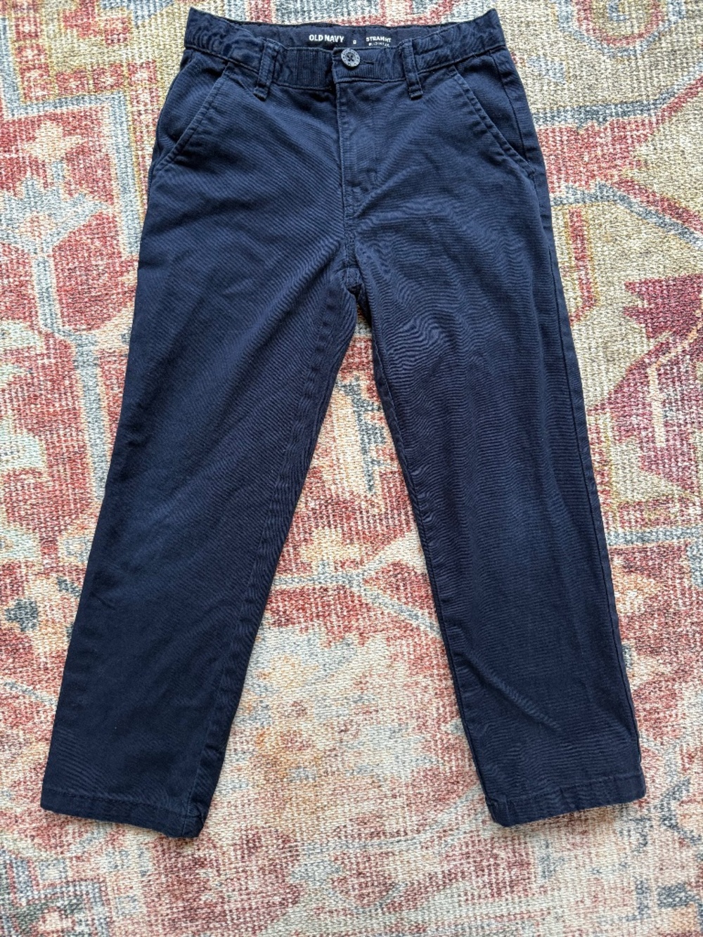 Old Navy Boys Straight Built-In Flex Chino Pants Navy Size 8 Adjustable Waist Un